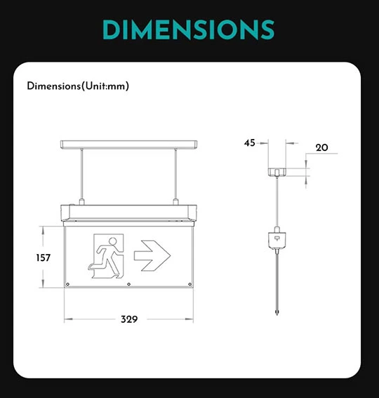 Suspended Led Emergency Exit Sign Light Suspended Led Emergency Exit Sign Light